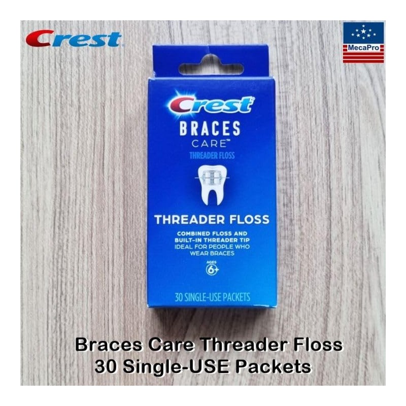 Crest Braces Care by Threader Floss, (30) Single-Use Packets