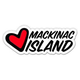 Squiddy Mackinac Island Michigan Heart - Vinyl Sticker Decal for Phone, Laptop, Water Bottle (3" Wide)