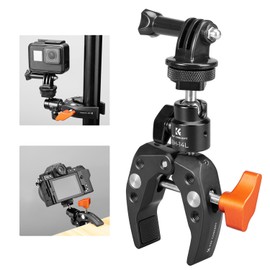 K&F Concept MS26 Camera Super Clamp Mount, Mini Ball Head with 1/4"-20 Screw Hole with Cold Shoe, Compatible with Flash, DSLR Camera, Stabilizer, Microphone, Cell Phone Holder