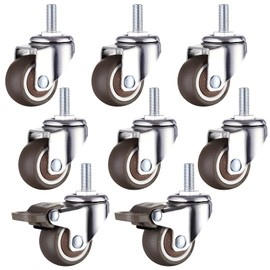 8 Stück möbelrollen klein,25mm lenkrollen für möbel,möbelrollen mit bremse,gummirollen,360° Drehbar,Leise Rutschfeste,für Möbel,Blumenständer(2 mit Bremsen und 6 ohne)