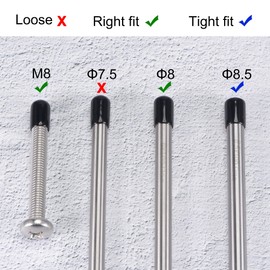 sourcing map Pack of 100 Rubber End Caps 8 mm ID Vinyl Round Tube Bolt Cap Cover Screw Thread Protection Black