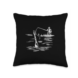 Angel Fishing, lustige Sprüche Fish Comic Design for Men Women Children Throw Pillow, 16x16, Multicolor