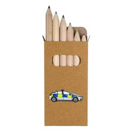 Azeeda 6 x 'UK Police Car' Short 85mm Pencils/Coloured Pencil Set (PE00047212)