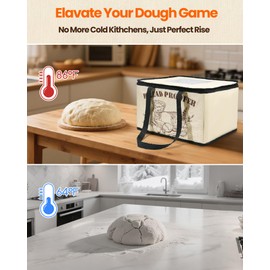 LIFVCNT Bread Proofing Box, Foldable Dough Proofer with Shelf, Adjustable Temp (50–113℉) & 1–12H Timer, Sourdough Starter Warmer for Home Bread & Pizza Baking
