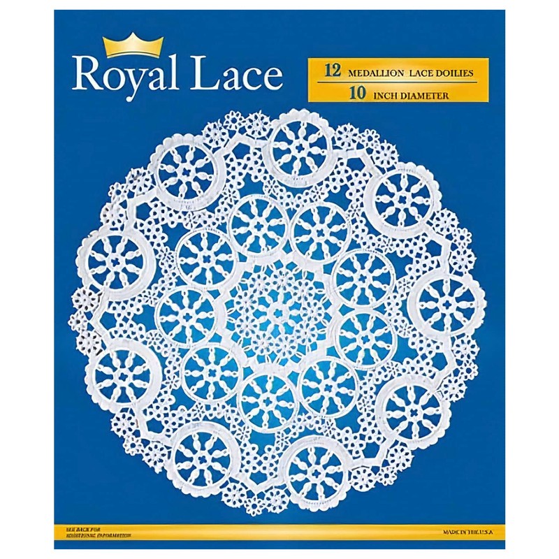Royal Consumer Medallion Lace Round Paper Doilies, 10-Inch, Pack of