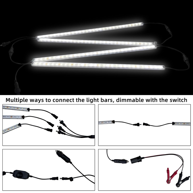 12V LED Exterior Light Bar Kit Dimmable Camping String Lights