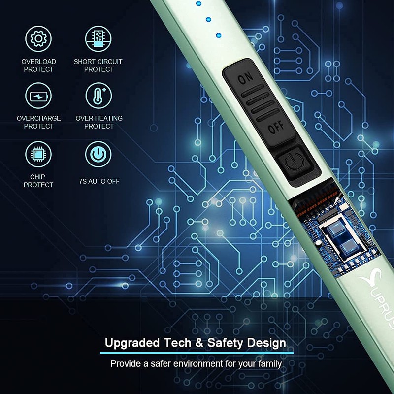 SUPRUS Electric Lighter Arc Windproof Flameless USB Rechargeable Lighter with