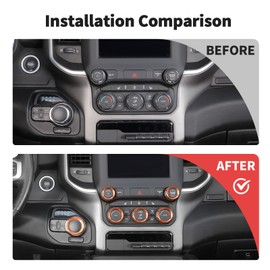 JWWY Radio AC Knobs Air Conditioner Switch Button Center Console Headlight Gear Shift Switch Knob Cover Trim Fit for 2018-2025 Dodge RAM Interior Accessories 7PCS Orange