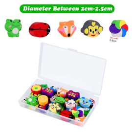 ASTARON Set of 30 Erasers, Animal Set, Novelty Erasers for Party Favours, Animal Erasers for Children, Pencil Eraser, Gifts, Class Rewards for Students, Random Style