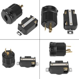 NEMA L6-30P Macho Y Hembra Twist Lock Conector de Receptáculo de Enchufe Eléctrico de 3 Pines L6-30P L6-30R 30A 250V Negro Enchufe Y Receptáculo