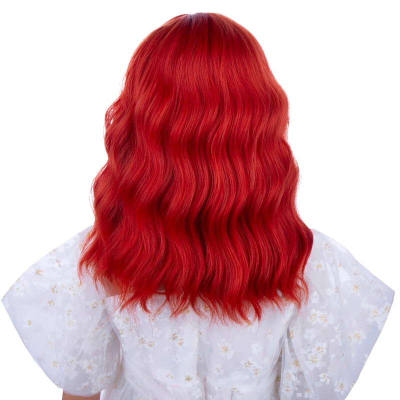Girls Dark Red Wig Kids Short Red Wig with Air