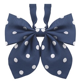 White Fang NC074 Women's Polka Dot Ribbon, Uniform, Students, Bowtie, Accessories, Cute, Fashion, navy