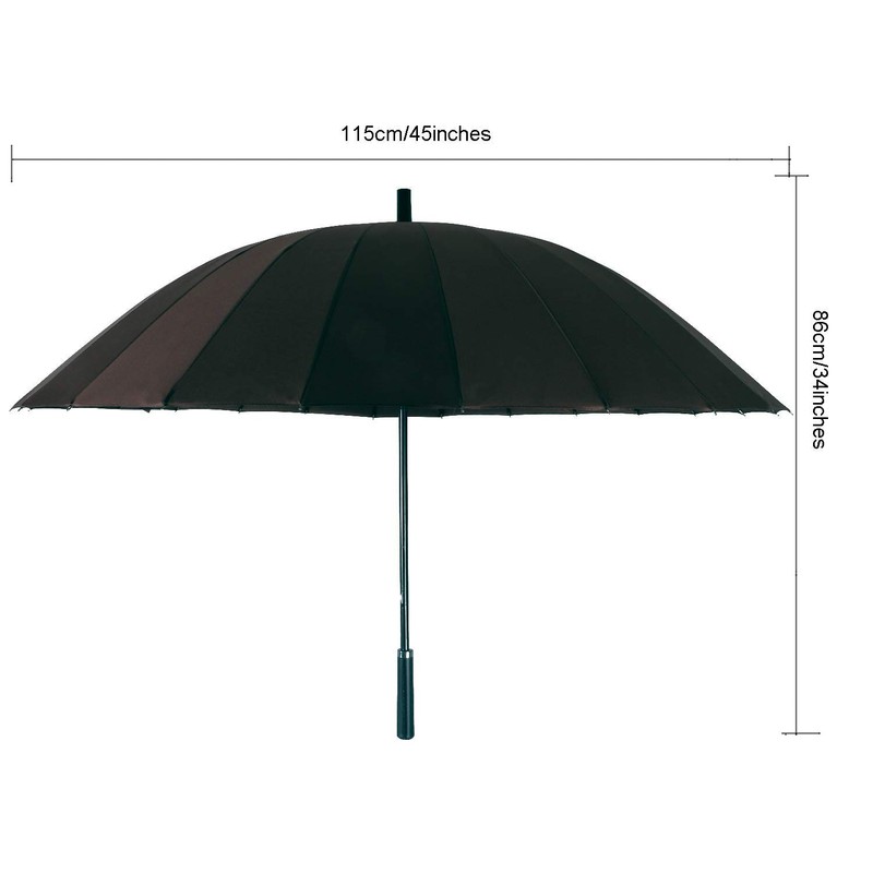 ThreeH Stick Umbrella 190T 24 Ribs Double Layer Long Leather