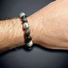 Unbranded Silver Obsidian Dalmatian Stone Bracelet