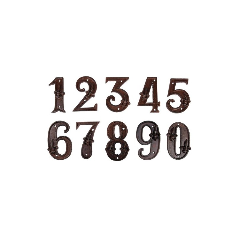 Esschert Design Cast Iron House Number, Rust Brown, 7.7 x