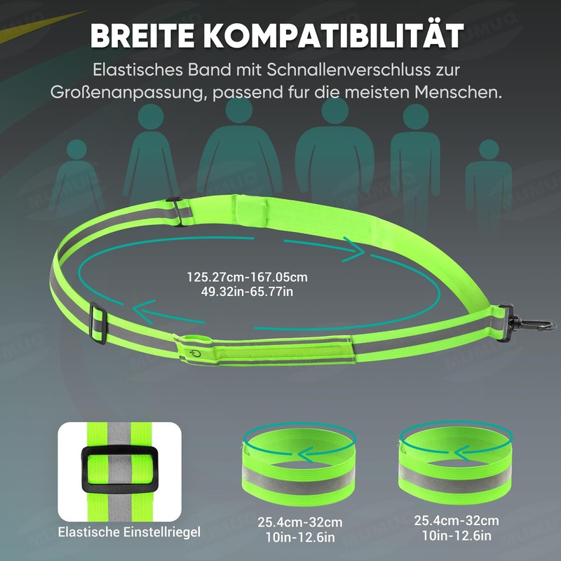LED Reflective Running Belt, Lightweight High Visibility Night Safety Strap