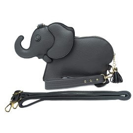 Rejolly Elephant Shaped Crossbody Bag for Women Shoulder Handbag PU Leather Wristlet Clutch Purse, Elephant Grey