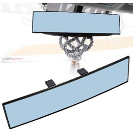 JDMTOY Universal Fit JDM 300mm 12" Wide Anti-Glare Blue Tint Curve Convx Clip On Rear View Mirror Compatible With Car SUV Van Truck, etc