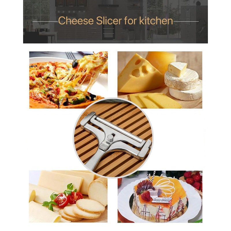 Stainless Steel Wire Cheese Slicer, Adjustable Thickness Handheld Cheese Cutter