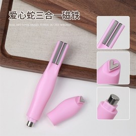 [Overseas] Heart Magnet Nail Manicure Light Stripe Heart-Shaped Cat Eye Magnet Heart-Shaped Trill Snake Free Size/848 Love Snake Pattern Magnet Pink 4ea