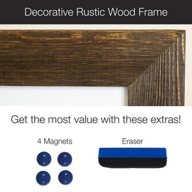 Excello Global Products Dry Erase Magnetic White Board with Rustic Wooden Frame for Home, School, Office - 24"x36"