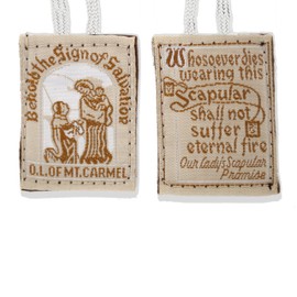 Good Shepherd Creations Our Lady of Mount Carmel Brown Scapular with White Cord