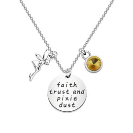 KUIYAI Faith Trust and Pixie Dust Necklace Tinkerbell Fairy Tale Jewelry