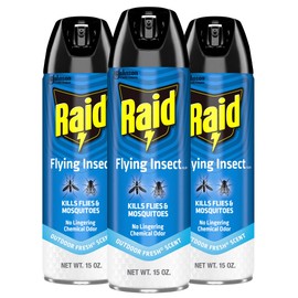 Raid Flying Insect Killer, Kills Flies, Mosquitoes, and Other Flying Insects on Contact, For Indoor and Outdoor Use, 15 oz (Pack of 3)