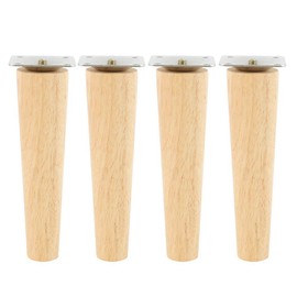 5.9inch/15cm Wood Furniture Legs, 4PCS Mid-Century Modern Round Wooden Replacement Feet Kit, Tapered Wood Legs Sofa Replacement Feet with & Mounting Plate & Screws for Sofa Dresser Cabinet TV Stand