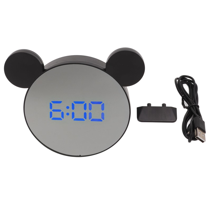 Mirror Alarm Clock 2 Level Brightness Adjustment Ear Design LED