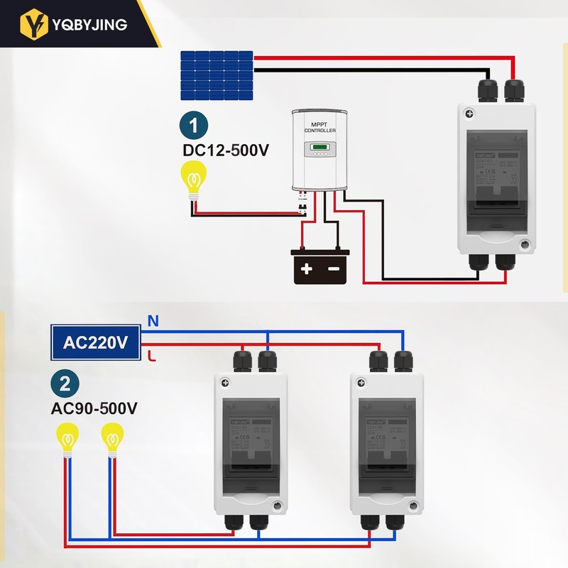 YQBYJING Solar Panel Disconnect Switch 32 Amp 4 Holes DC