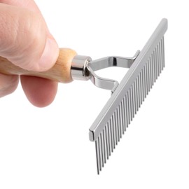 GROOM PROFESSIONAL Wooden Perth Pin Undercoat Rake for Dogs - Dog Grooming Rake for Deshedding - Perfect for Brushing Out Long/Double Coated Breeds - Longer Teeth for Effective Grooming