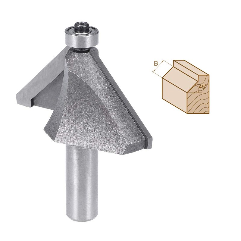 uxcell Chamfer Router Bit 1/2 Shank 1-1/2" Dia 45 Degree