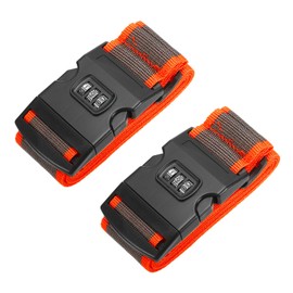 PATIKIL Luggage Straps, 2 Pack Suitcase Straps Adjustable Luggage Belts Strap with Combination Lock TSA Approved for Luggage Suitcases Travel, Gray Orange