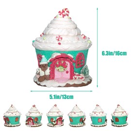 Lighted Pink Christmas Gingerbread House Ornaments, Christmas Candy Gingerbread House Decor with LED Light, Bling Candy House Gingerbread Ornaments Desktop Adornment for Indoor Room Decor (Green)