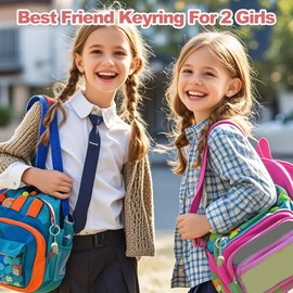 Best Friend Keyring for 2 Girls, 2 PCS Kids Heart Matching Friendship Keyring Magnetic Meaningful BFF Keyring Gifts for Birthday Christmas Graduation