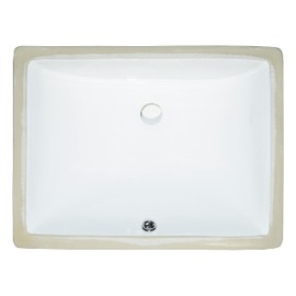 MSI 18 inch x 13 inch Rectangle Porcelain Ceramic Undermount Bathroom Vanity Vessel Sink, White