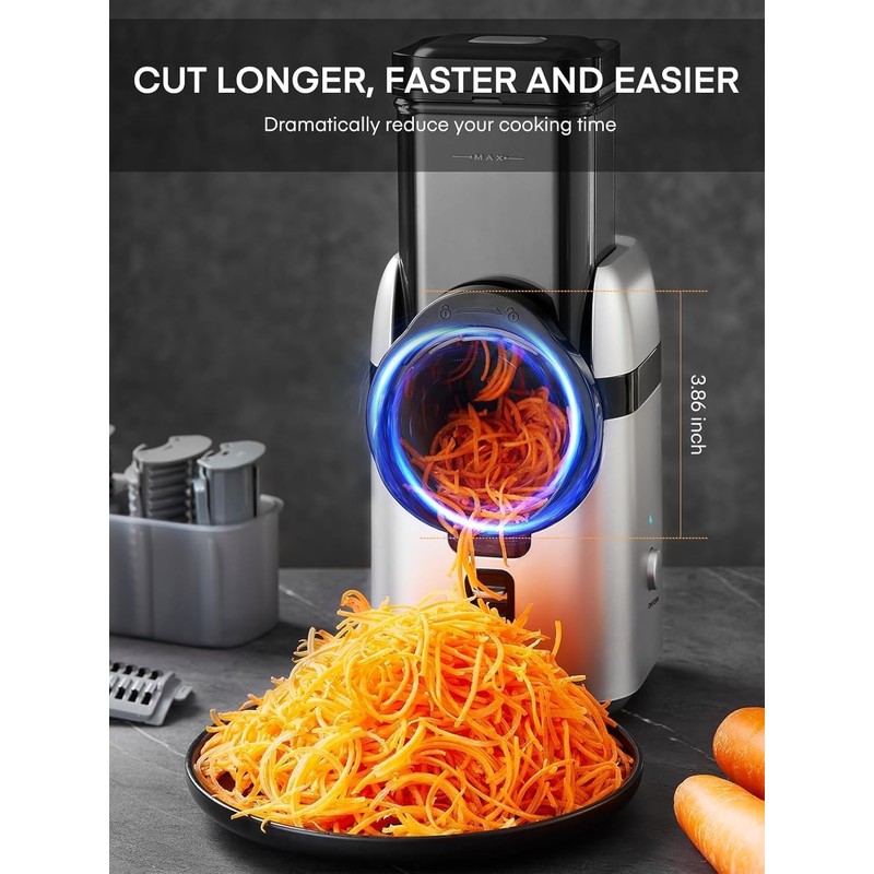 FOHERE Electric Cheese Grater, Upgraded 6-IN-1 Large Feed Chute Electric