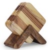 Ajuny Wooden Square Drink Coasters with Holder Set of 4