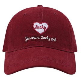 LINSHIN Women's Spring/Summer Hat, UV Protection, Heart Pattern, Baseball Cap, Size Adjustable, English Letters, Embroidery, Cotton Material, UV Protection, Foldable, Korean Style, Fashionable, Cute