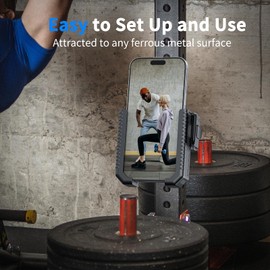 Gym Magnetic Phone Holder, Magnetic Phone Holder for Gym Magnetic Phone Mount Fit for Metal Surface for Golf Carts Kitchen Workout Accessories for Men Women Compatible with 4.7-6.5" Smartphones