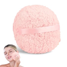 Large Body Powder Puff with Loose Powder Container - Extra Soft 6"x3" Applicator for Women, Dusting Puffs (Pink)