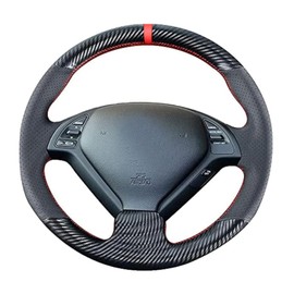 Loncky Genuine Leather Custom Fit Steering Wheel Cover for Infiniti G37/ Infiniti G35/ Infiniti EX35 /Infiniti EX25/ Infiniti EX37/ Infiniti Q60/ Infiniti QX50/Infiniti Q40/Infiniti IPL G
