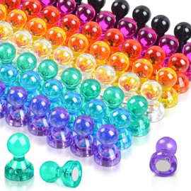 Pack of 56 Magnets 8 Colours Fridge Magnets Mini Magnets Strong for Magnetic Board, Office Whiteboard Neodymium Magnet Small Magnet Multifunction Transparent Conical Magnets