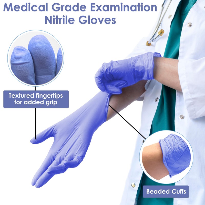 INNOVATIVE HAUS Indigo Nitrile Exam Gloves. Powder Free, Latex Free,