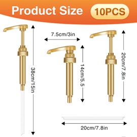 VOISEN Coffee Syrup Pumps, 10 Pack Gold Syrup Pump, Skinny Syrup Pump for 750ml 25.4oz Syrup Bottle, Syrup Pump Dispenser for Kitchen Dinning Coffee Bar Drinking Mixes,Davinci,Jordans