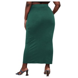 Milumia Women's Plus Size High Elastic Waist Long Bodycon Maxi Pencil Skirt Dark Green Large Plus