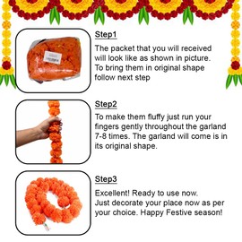 Hashcart Artificial Marigold Garland Flower Home, Weddings Diwali Parties Events Pooja Festival Traditional Indian Decoration (Orange 5 PC | 5ft)