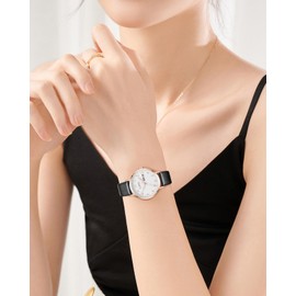 CIVO Ladies Watches Black Leather: Strap Analogue Watches for Women Quartz - Date Waterproof Womens Wrist Watches Minimalist Fashion Dress Elegant Gifts for Women Girls