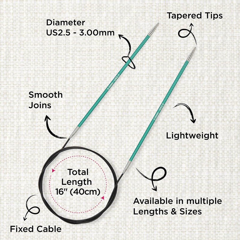 KnitPro Zing Fixed Circular Needles 16" (40cm) | Size 3.00mm